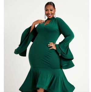 Ashley Stewart Drama Drama Sleeve Dress